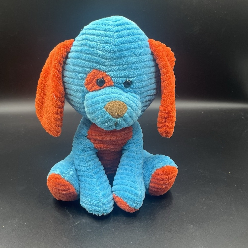 Rare Walmart Puppy Dog Blue‎ Orange Stuffed Ribbed Plush Spark Create Imagine